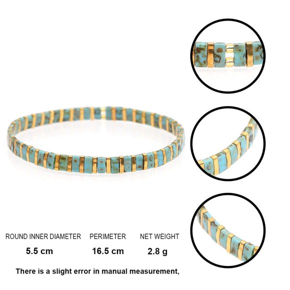 Miyuki turquoise Tila Bead Bracelet - Picture 3 of 3